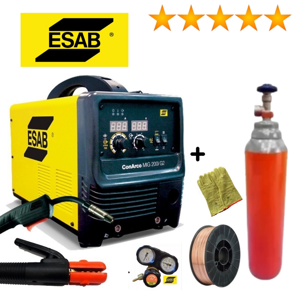 Combo Soldadora Esab Conarco Mig 200i G2 220v 3 en 1, Electrodos, TIG y