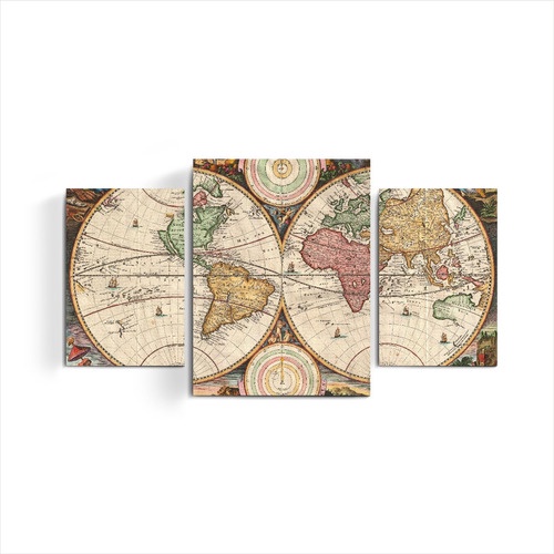 Cuadro Triptico Mapamundi Antiguo Mapa Mundial Planisferio En Venta En Sexiz Pix 4392