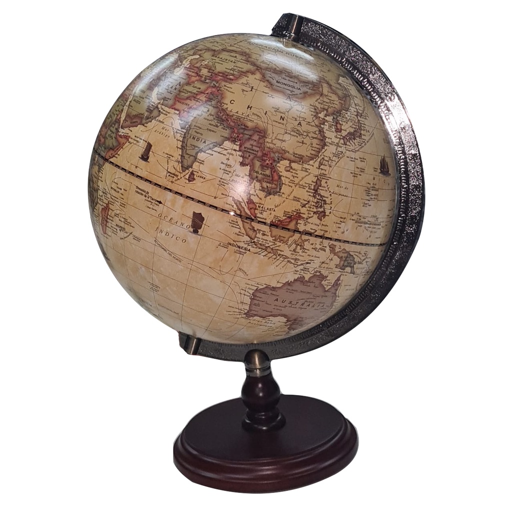 Globo Terráqueo 25 Cm Gloter Madera Meridiano Metal Sin Luz Shopee