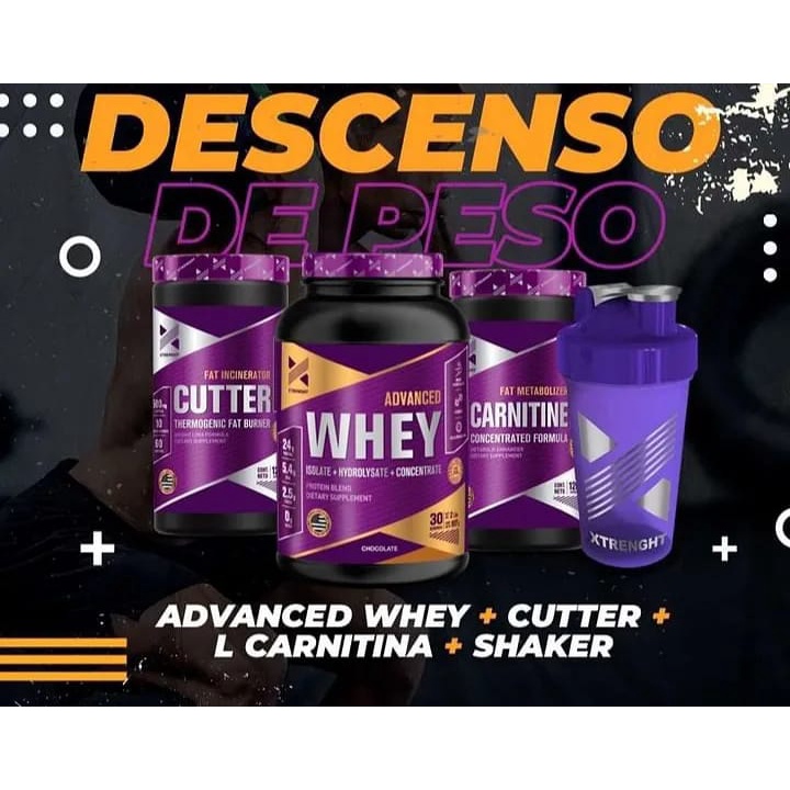 Combo 1 Xtrenght Whey protein Advanced de 907gr Proteina + 1 Carnitine en capsulas +Potente