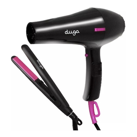 Kit Duga Secador + Plancha Mini Negro Y Rosa D5005 | Shopee Argentina